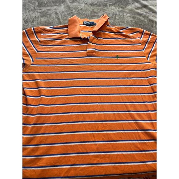Polo by Ralph Lauren Striped Orange White Polo Shirt Orange Pony Size XXL - Picture 1 of 6